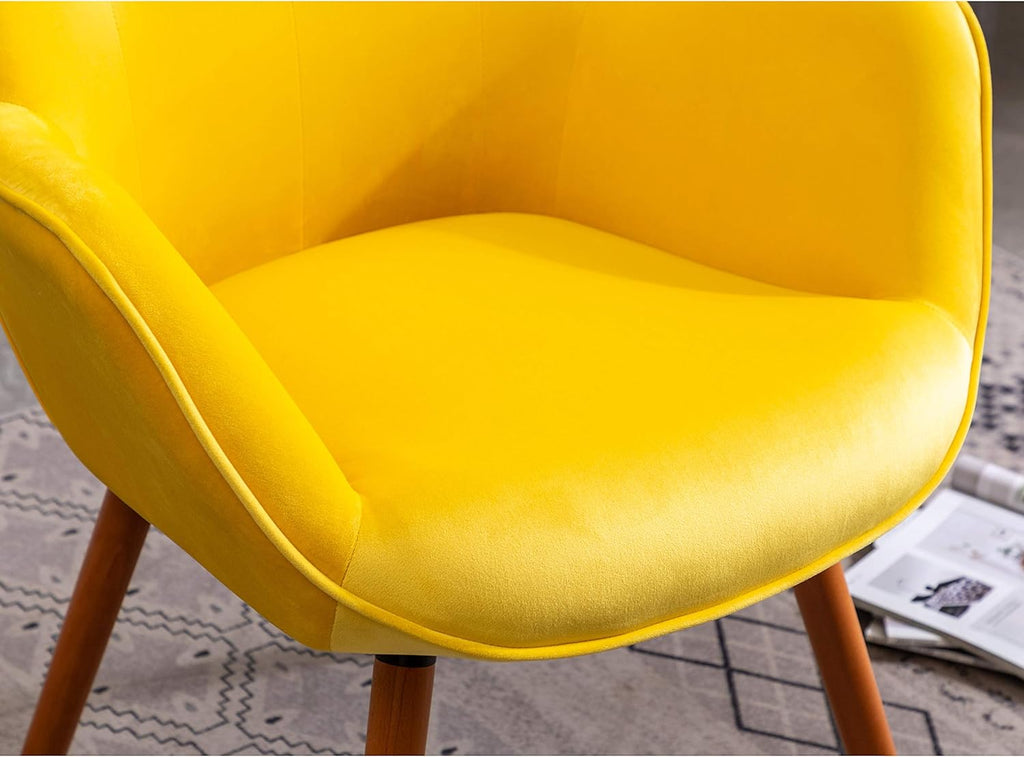 Yellow Velvet Tufted Button Accent Chair K819