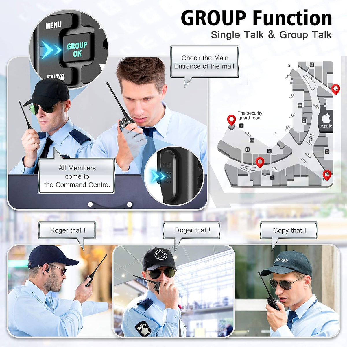 6 Packs UHF Two Way Radio with Earpieces B235