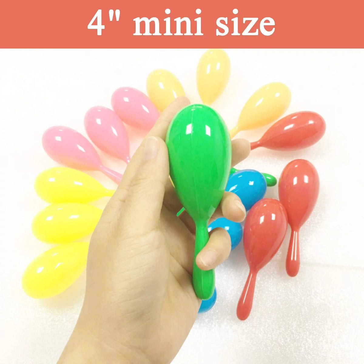24pcs Mini Plastic Maracas 6 Neon Colors M7180