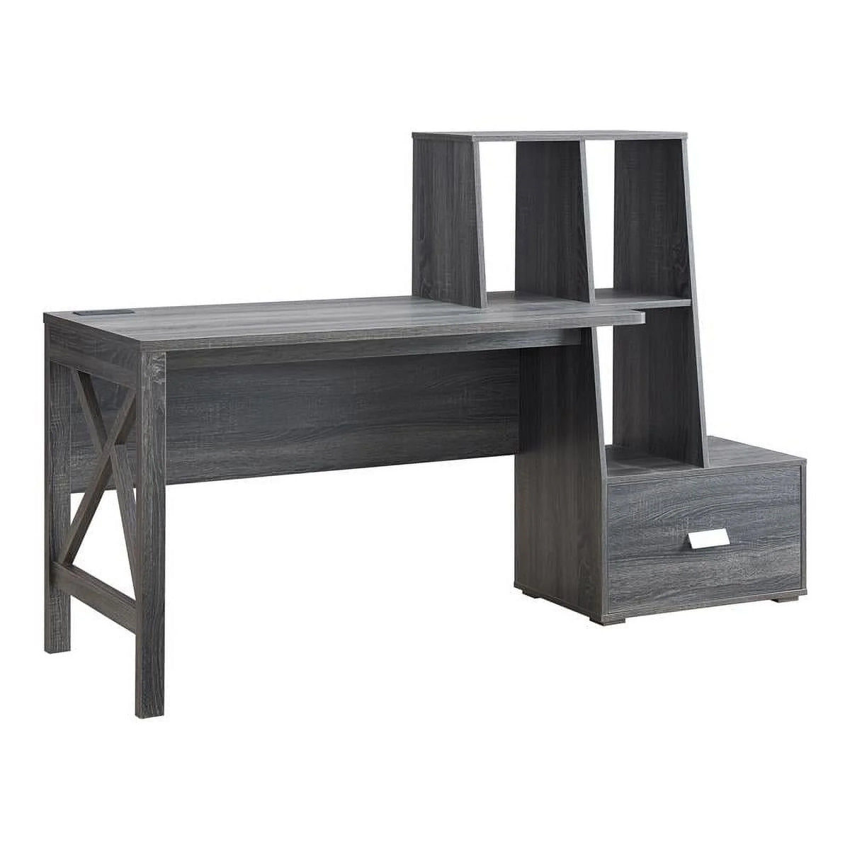 Contemporary Distressed Gray Wood Desk U1572