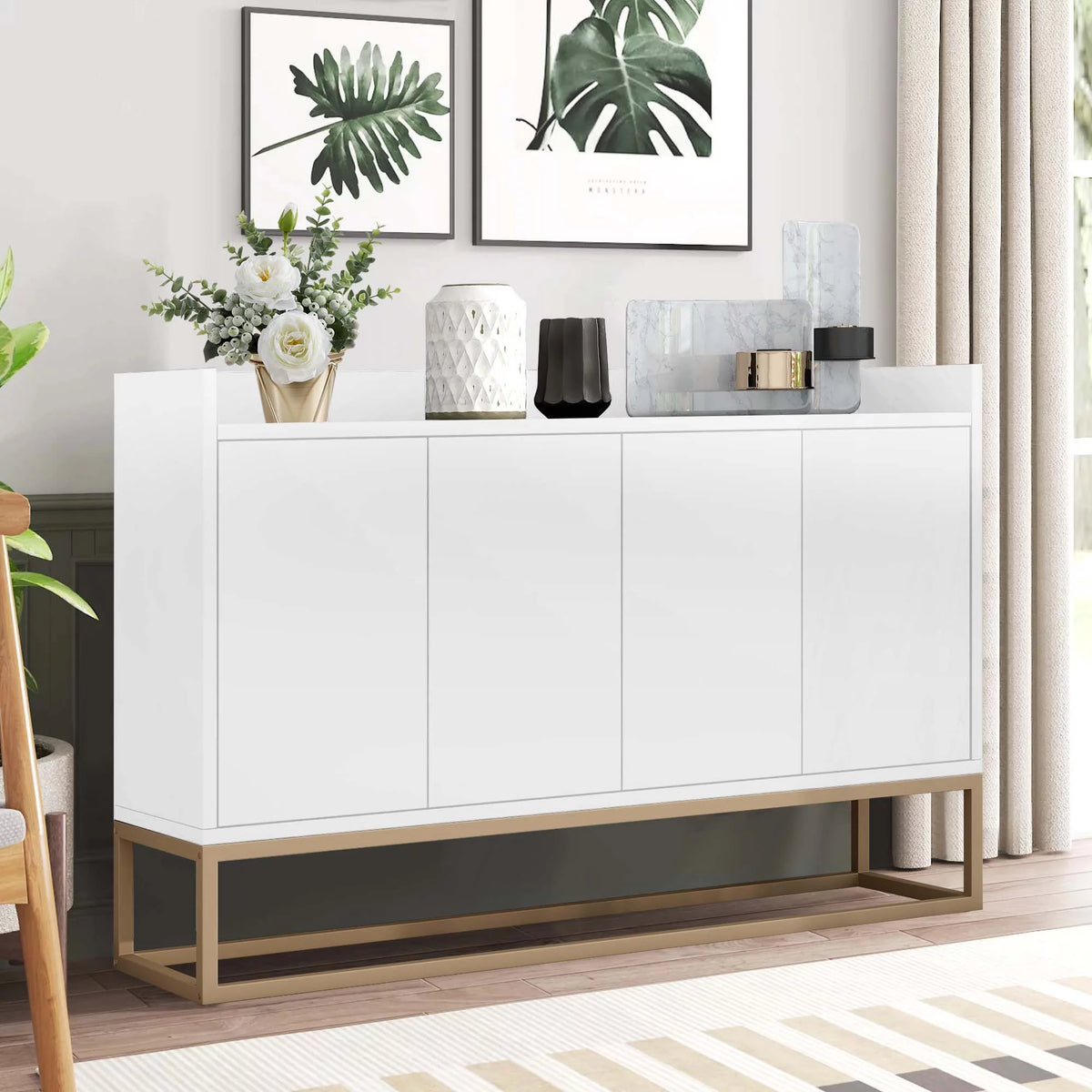 White Modern Sideboard with Large Storage Space A3661