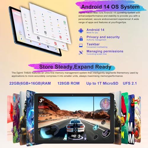 Android 14 Tablet 22G+128G 10 inch 8000 mAh Octa-Core with Keyboard Mouse Case Z219