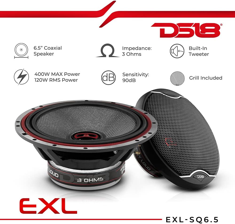 6.5-Inch 3-OHMS Car Coaxial Speaker 400 WATTS Max Set of 2 D362