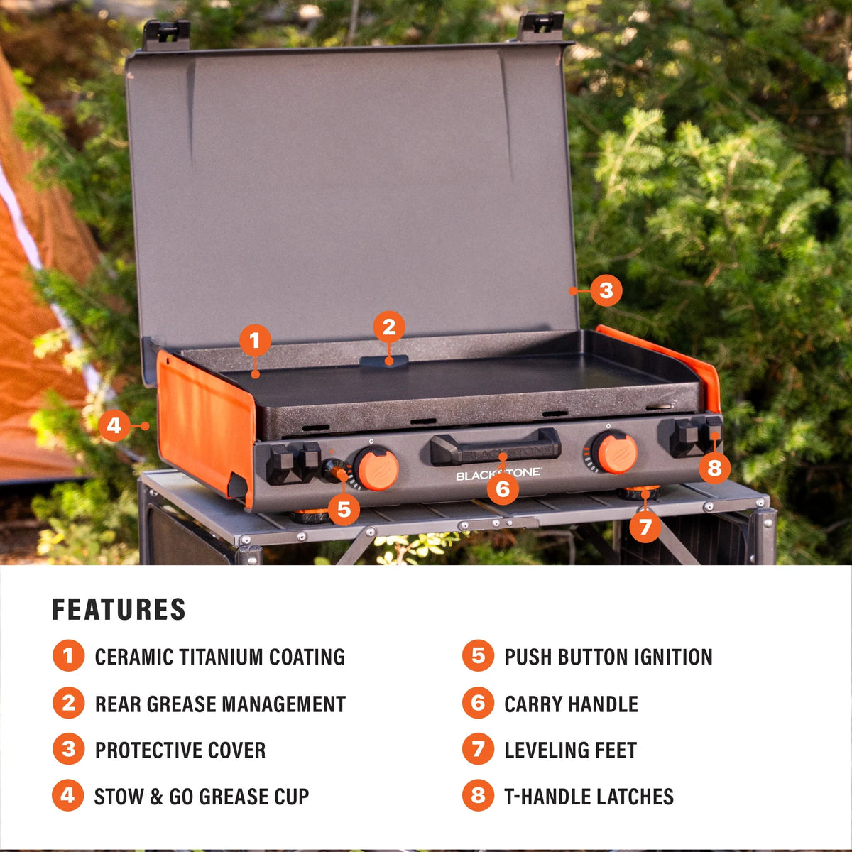 2-Burner Propane Camping Griddle with Hood and Handle P26059