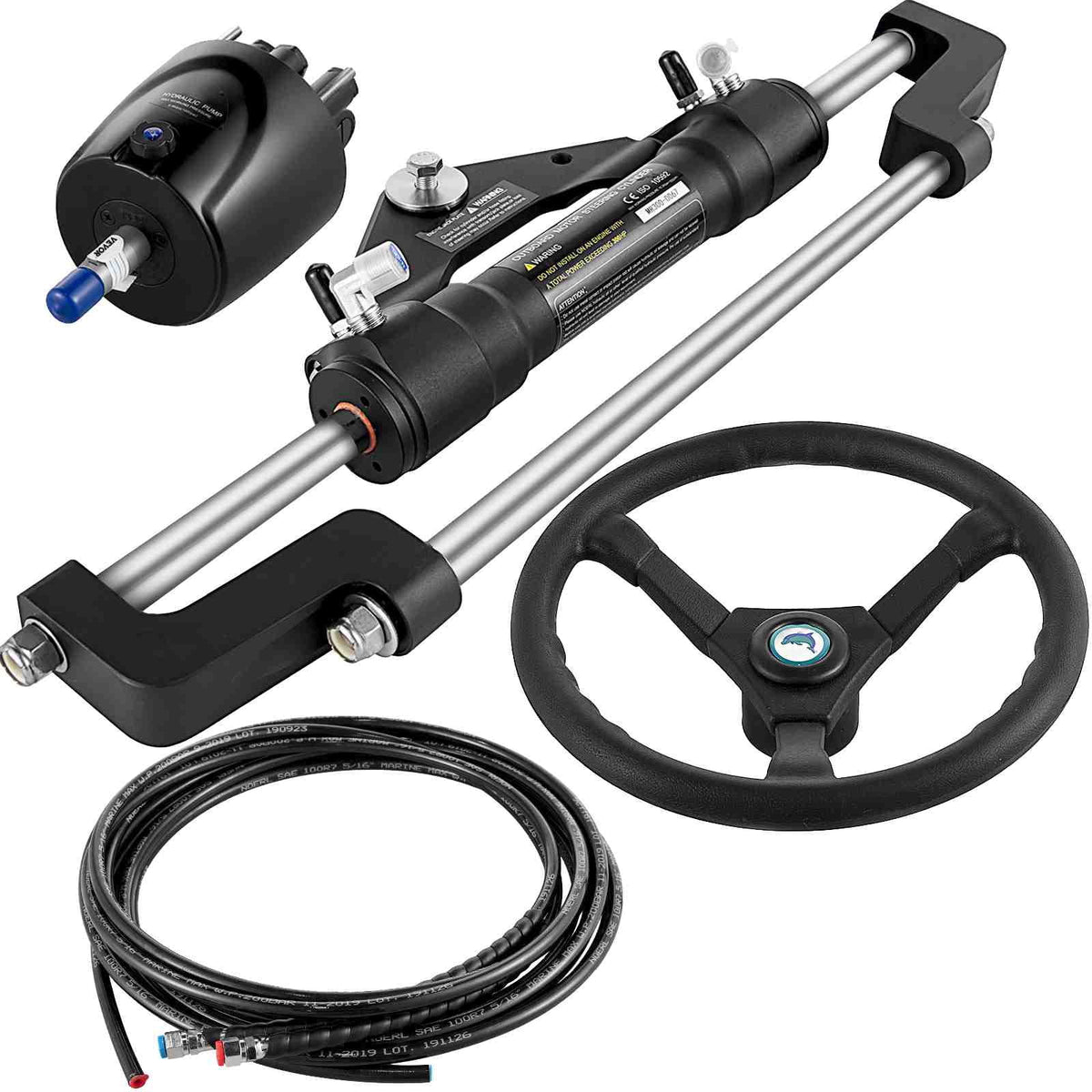 Hydraulic Outboard Boat Steering Kit 14' Hoses 300HP Helm Pump W29564