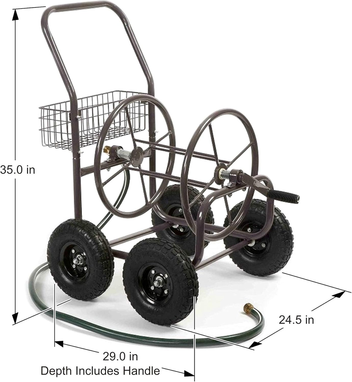 Bronze 4 Wheel Garden Hose Reel Cart R42669