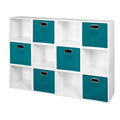 White Storage Sets with Foldable Fabric Storage Bins F96315