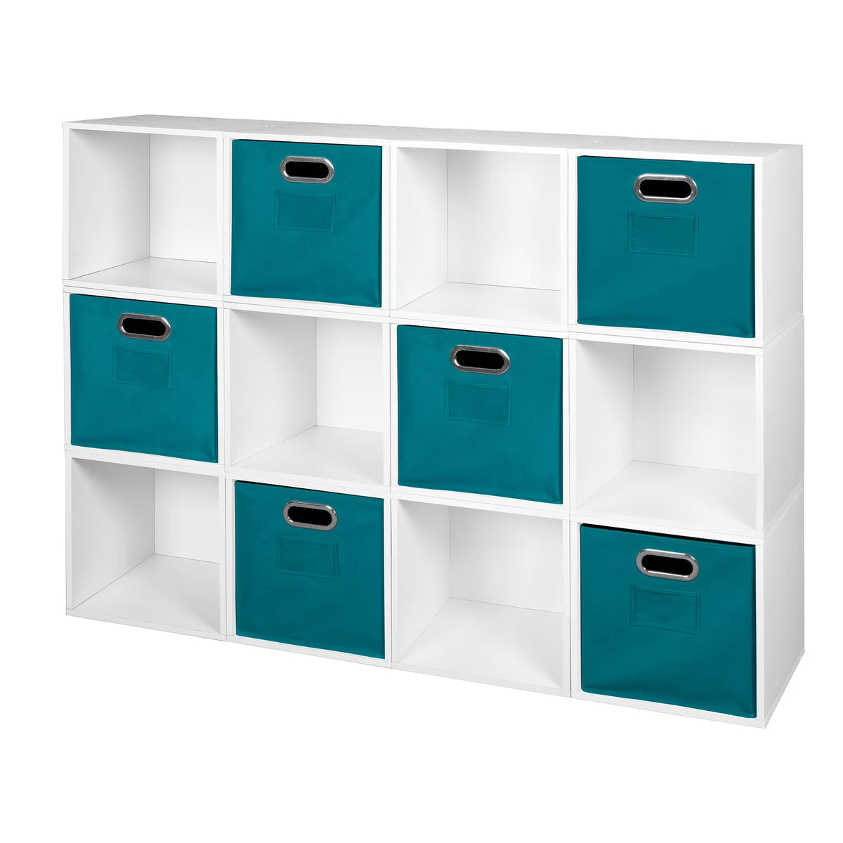 White Storage Sets with Foldable Fabric Storage Bins F96315