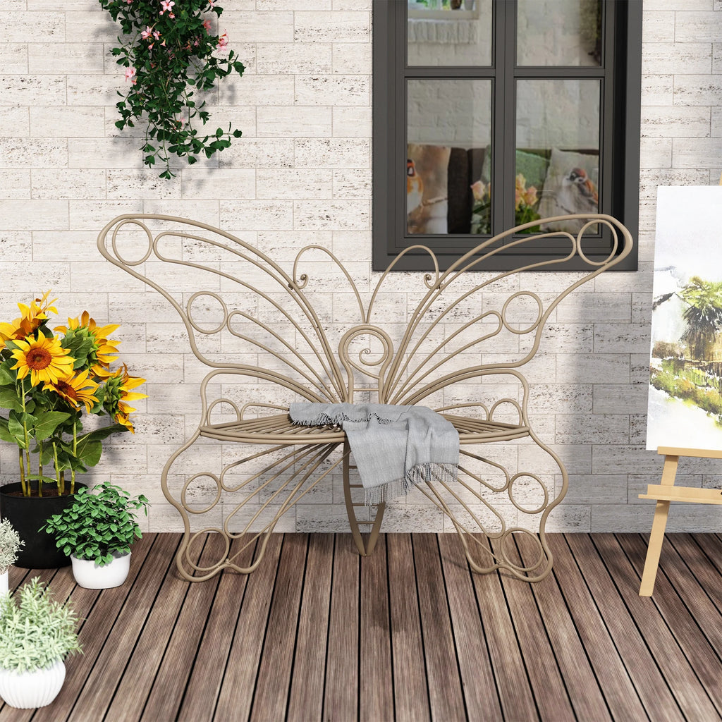 Outdoor Bench with Butterfly Inspired Pattern H83046