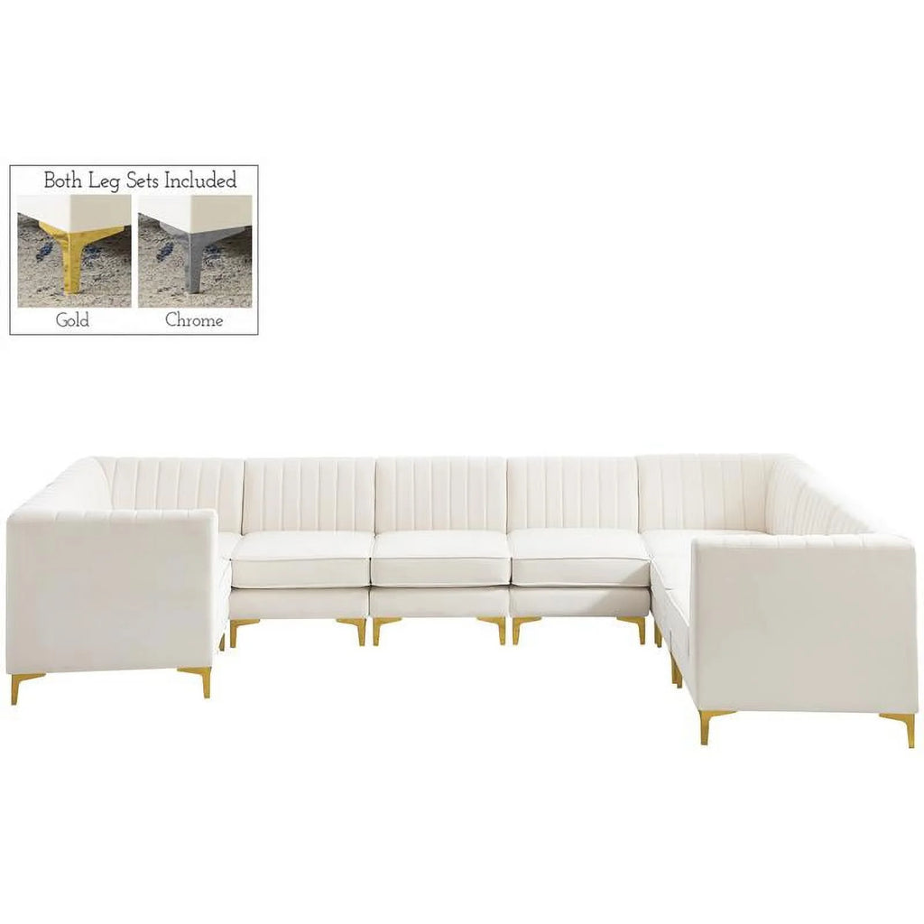Cream Velvet Modular Sectional X4517
