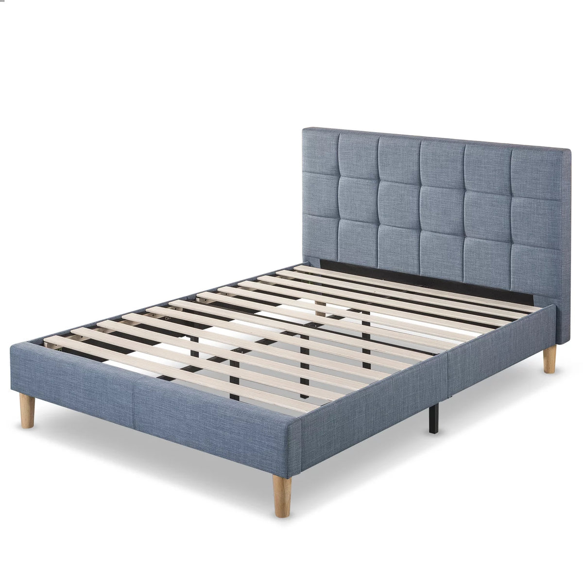 Queen Blue Slate Upholstered Platform Bed Frame K4949