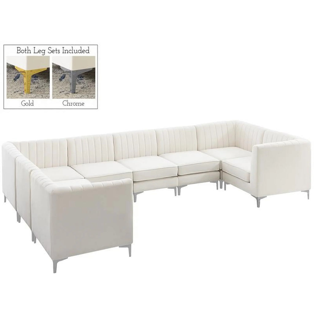 Cream Velvet Modular Sectional X4517