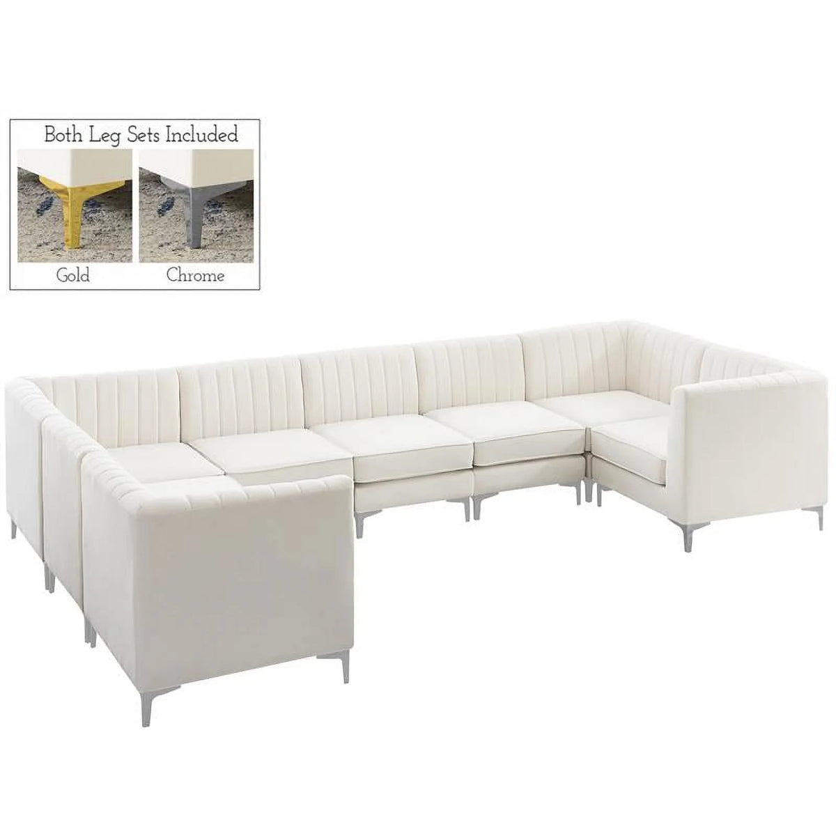 Cream Velvet Modular Sectional X4517