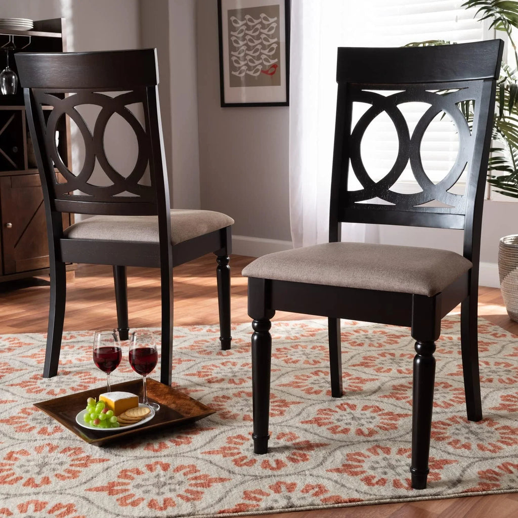 Sand Fabric Upholstered 2-Piece Dining Chair Set E162