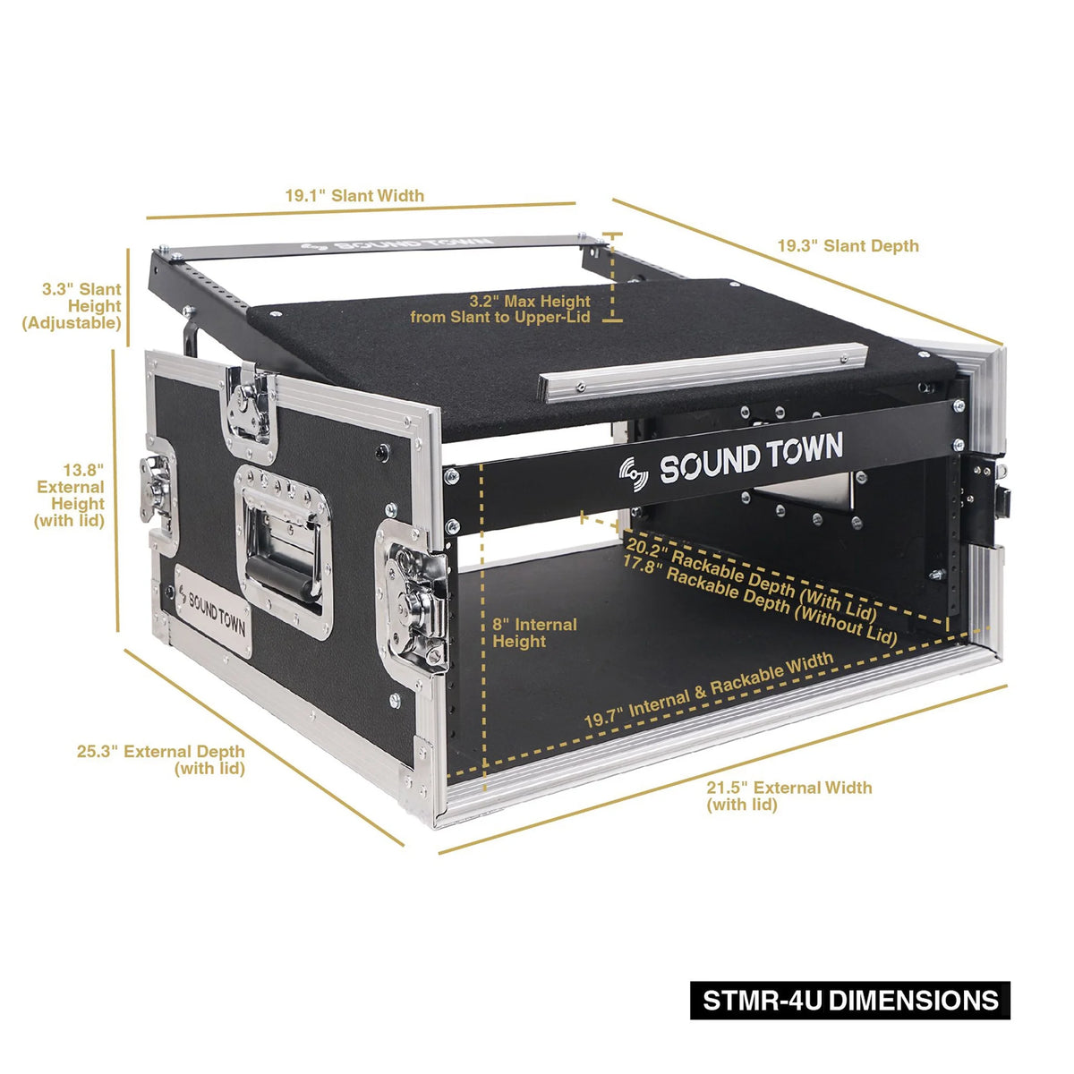4U PA Rack Case with 11U Slant Mixer Top, 20.2 Rackable Depth D988