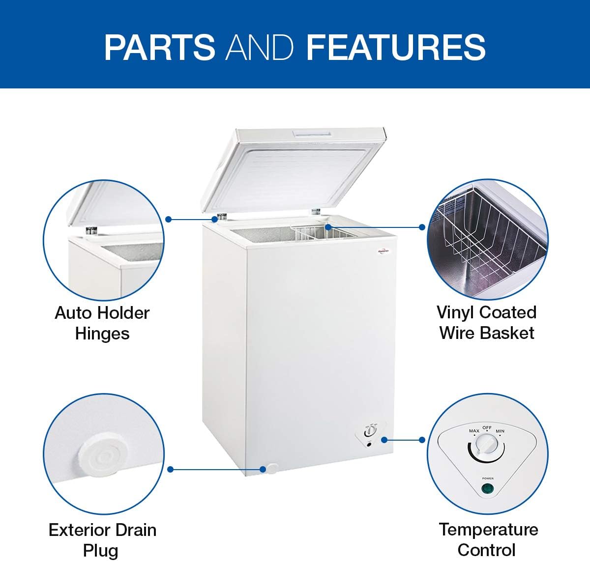 Compact Chest Freezer with Flip-Up Lid, 3.5 Cubic Feet Capacity Q257656