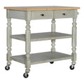 Distressed Gray 2-Drawer Kitchen Cart with Shelves K8405