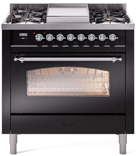 36 Dual Fuel Propane Gas Range Glossy Black D41535