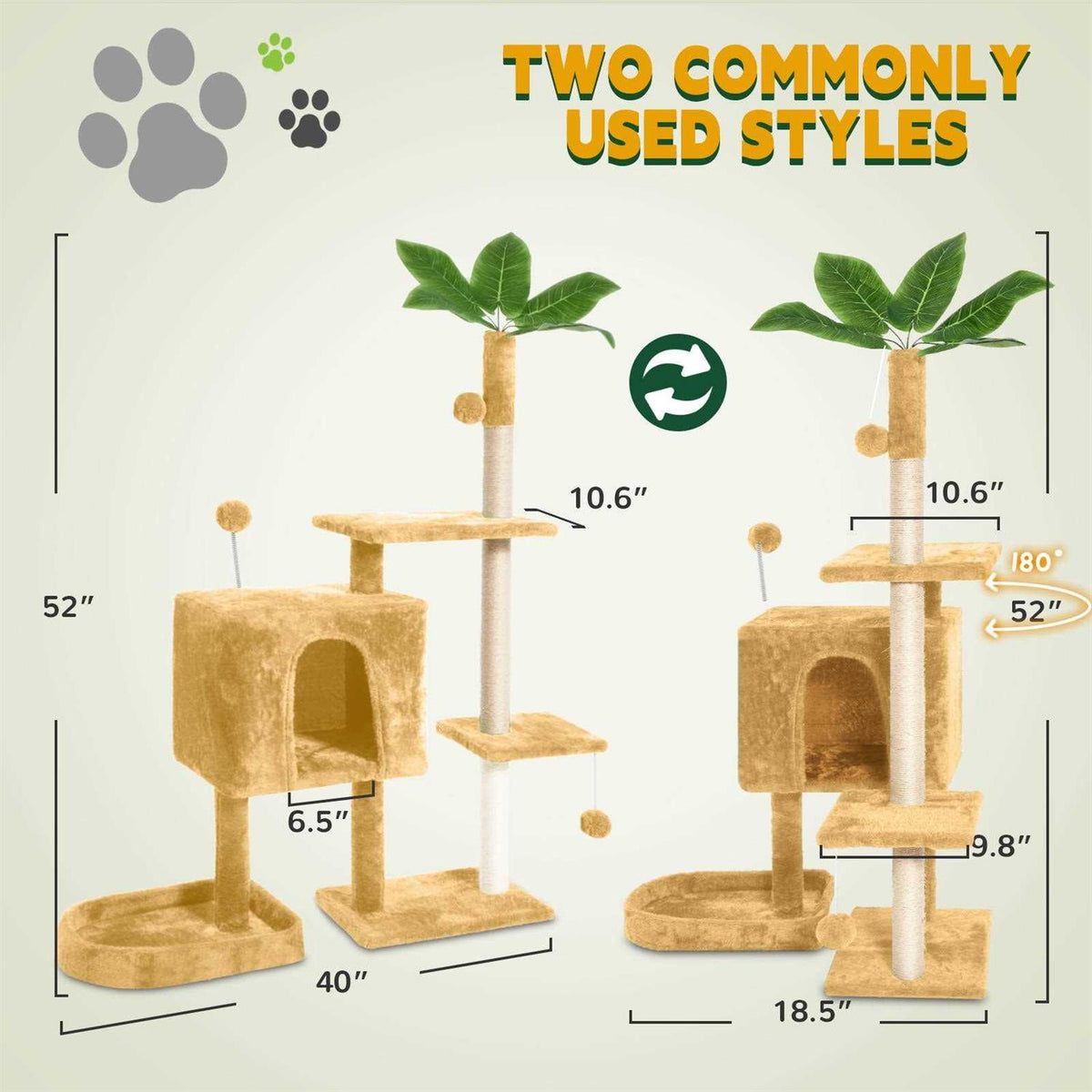 52in Cat Tree with Scratching Posts Plush Perch Q898570