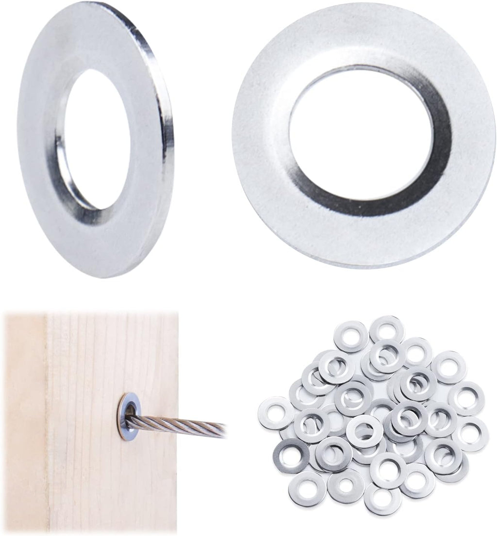 40Pack Cable Railing Kit Protector Sleeve Adhesive Grommet for 1/8" 5/32" 3/16" Wire Rope T316 Stainless Steel R399