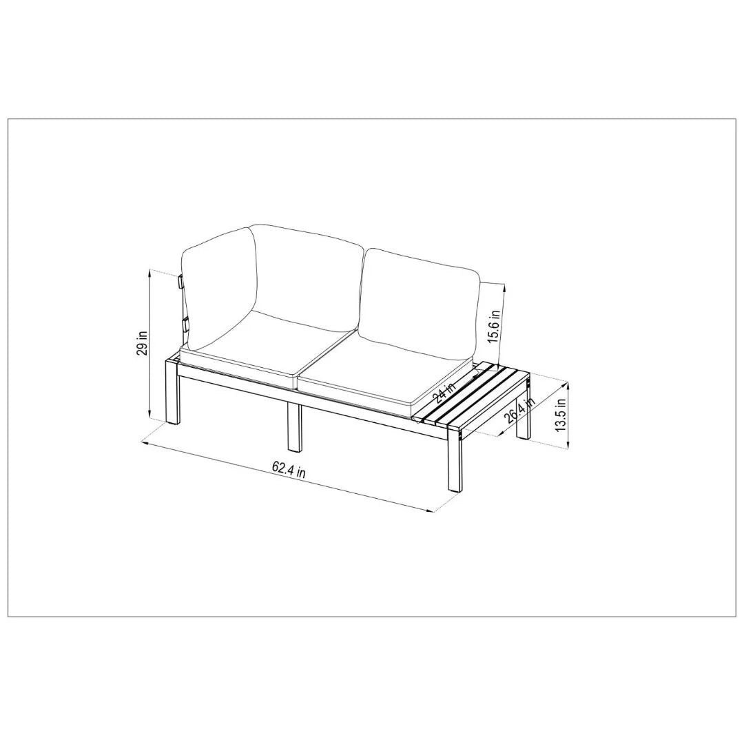 Teak Patio Conversation Set with Blue Cushions R770