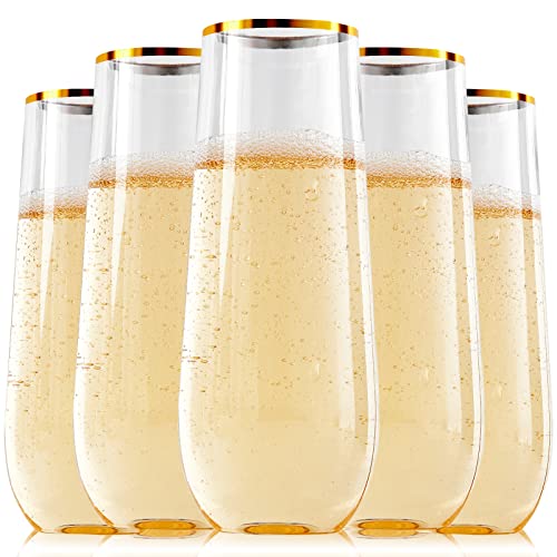 24 Pack 9 Oz Gold Rim Shatterproof Champagne Flutes J12228