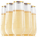 24 Pack 9 Oz Gold Rim Shatterproof Champagne Flutes J12228