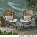 Outdoor Wicker Club Chairs Set of 2 Light Brown Black Beige V411
