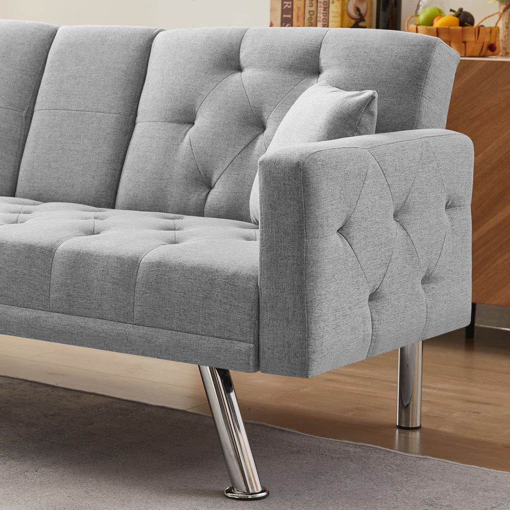 Grey Linen Convertible Sofa Bed Y996