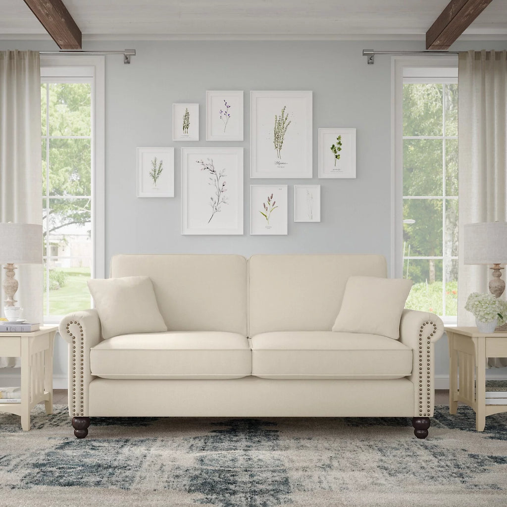 Cream Herringbone Fabric Sofa D85521
