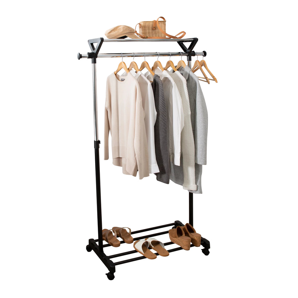 Adjustable Garment Rack with Storage Shelves A501163