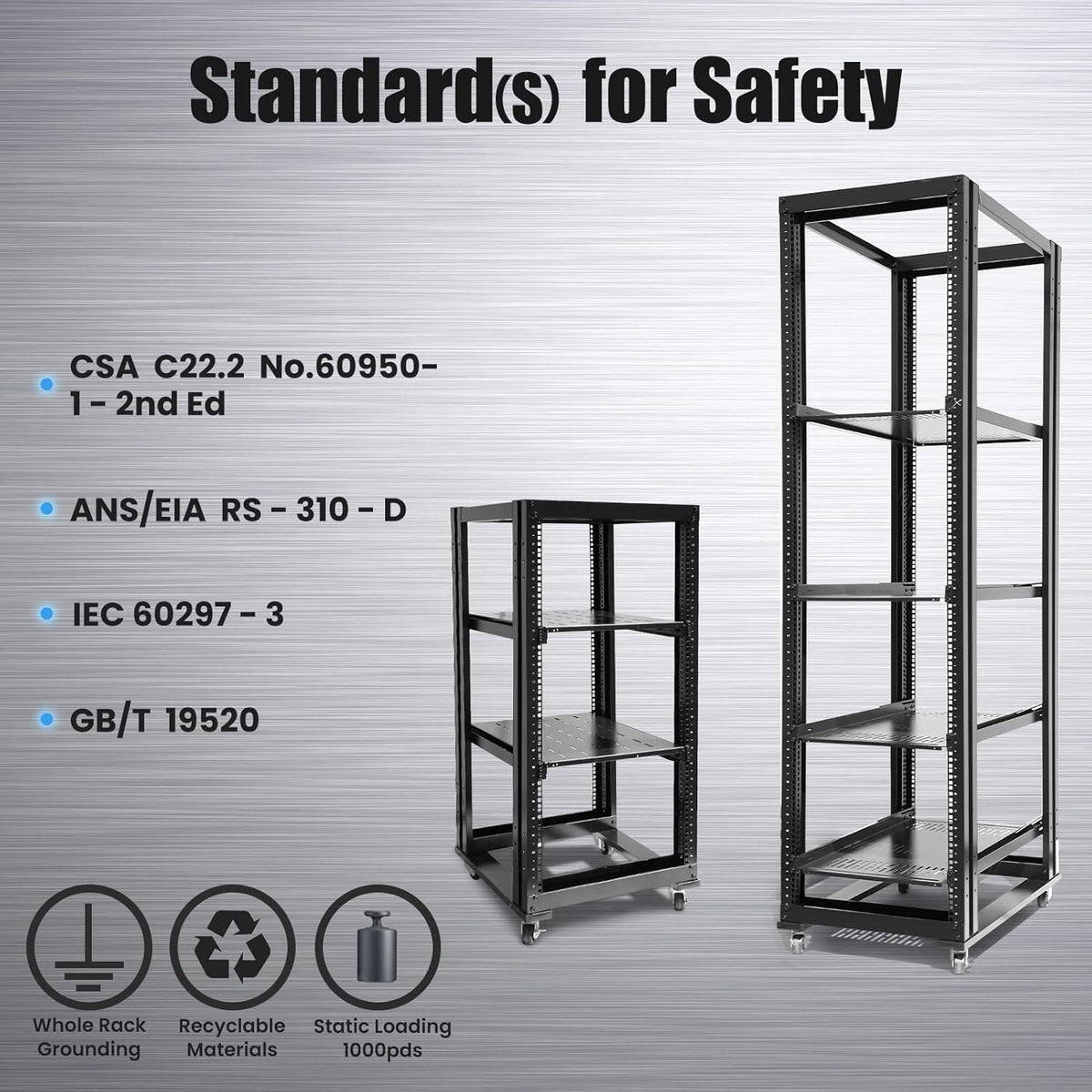 15U 4 Post Open Frame 19inch Steel Rack 24inch Deep A701640