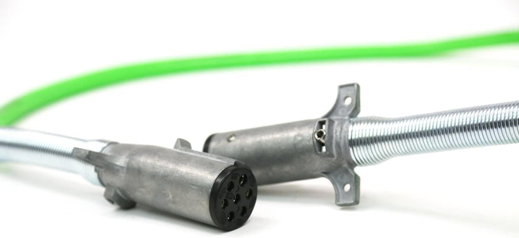 7-Way ABS Coiled Cable 15 Ft Green 48" x 12" Leads Trailer Electrical Power Cord Pack of 2 S514845