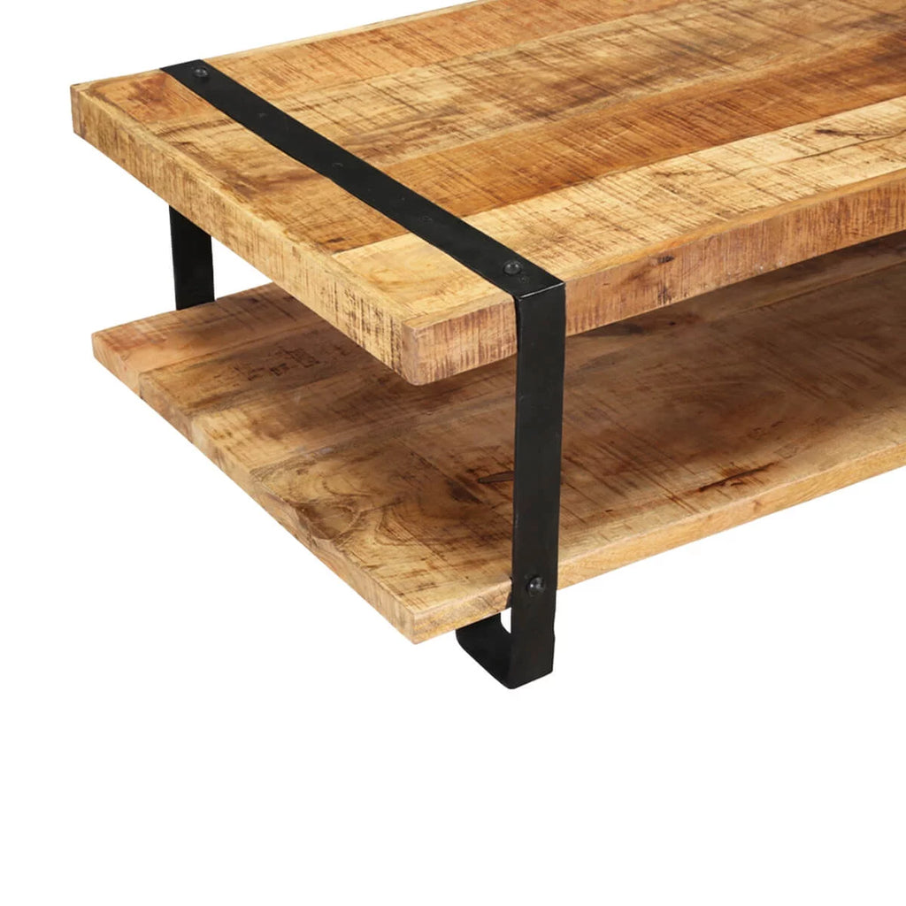 Rustic Mango Wood 2 Tier Coffee Table U839553