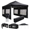 Black Pop Up Canopy Tent with Removable Sidewall Carry Bag F4260