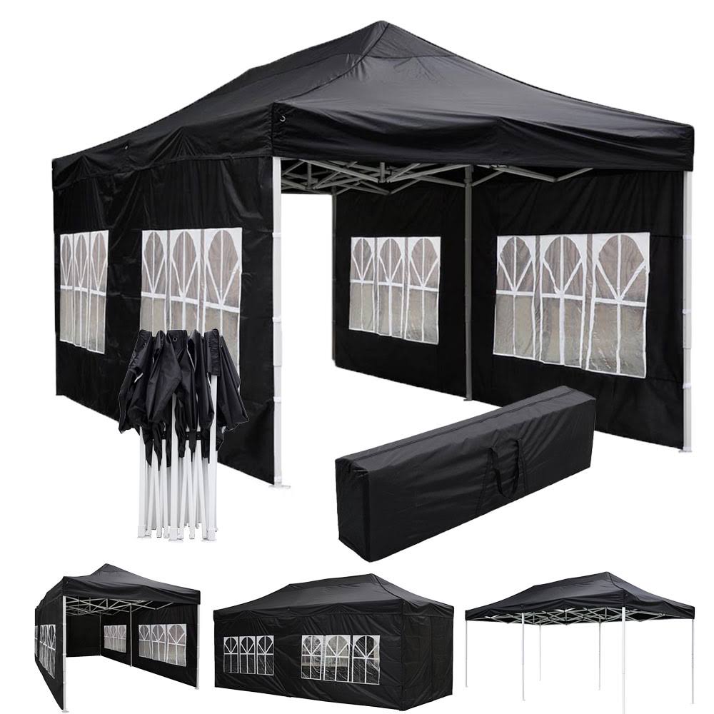 Black Pop Up Canopy Tent with Removable Sidewall Carry Bag F4260