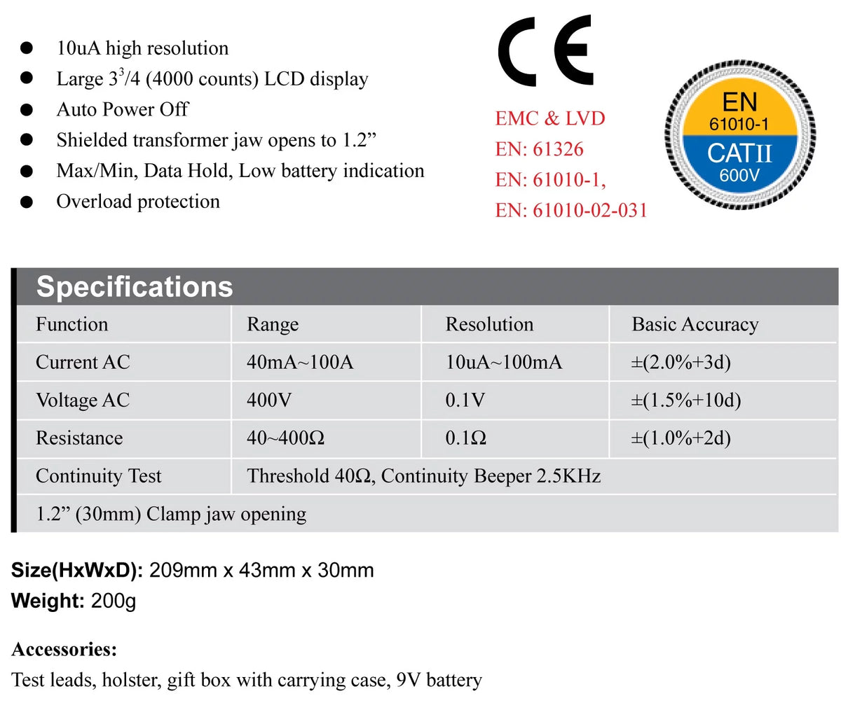 AC Leakage Current Tester Voltage Meter J3189