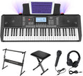 61 Key Electronic Keyboard Piano with LCD Display, Z-style Stand, Bench, Microphone, Headphone, Keynote Stickers D678289