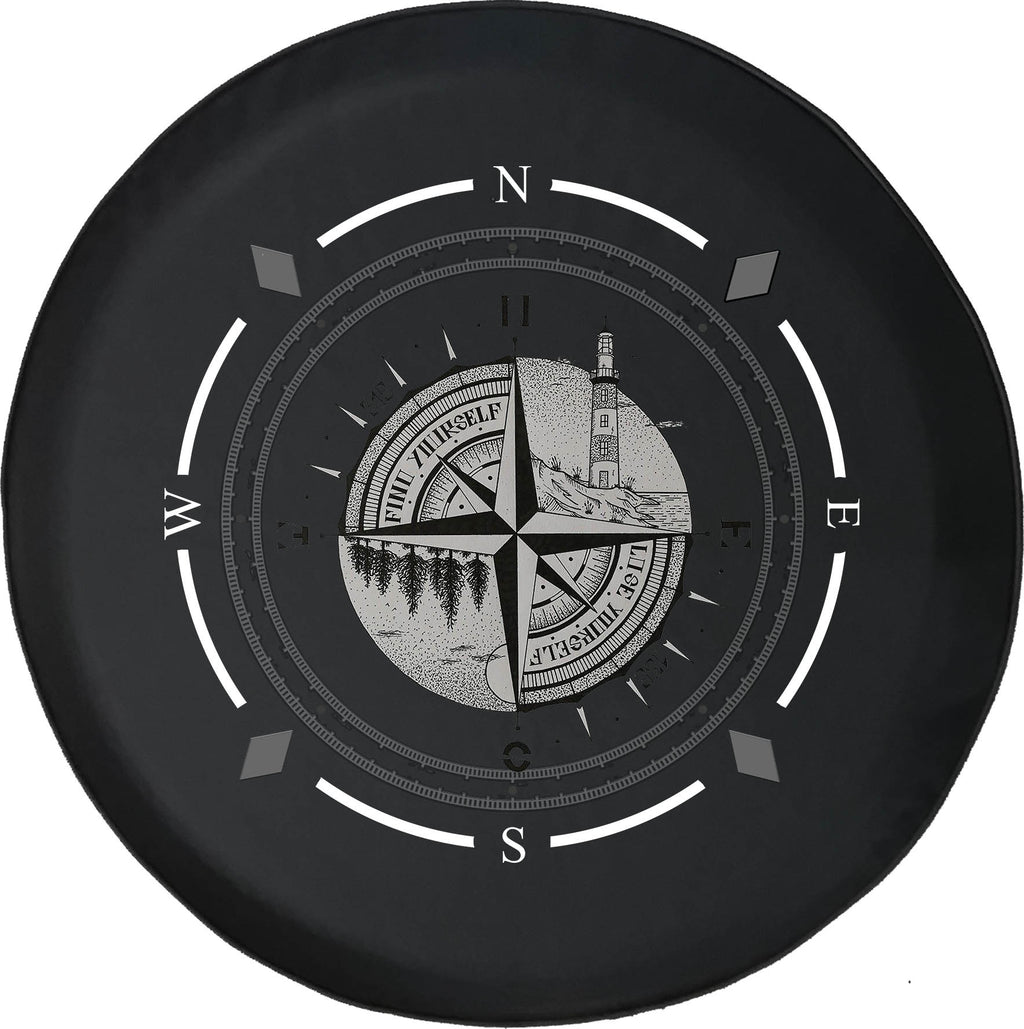 Spare Tire Cover Compass Sun Moon Compass Lighthouse Woods Wheel Covers W350429
