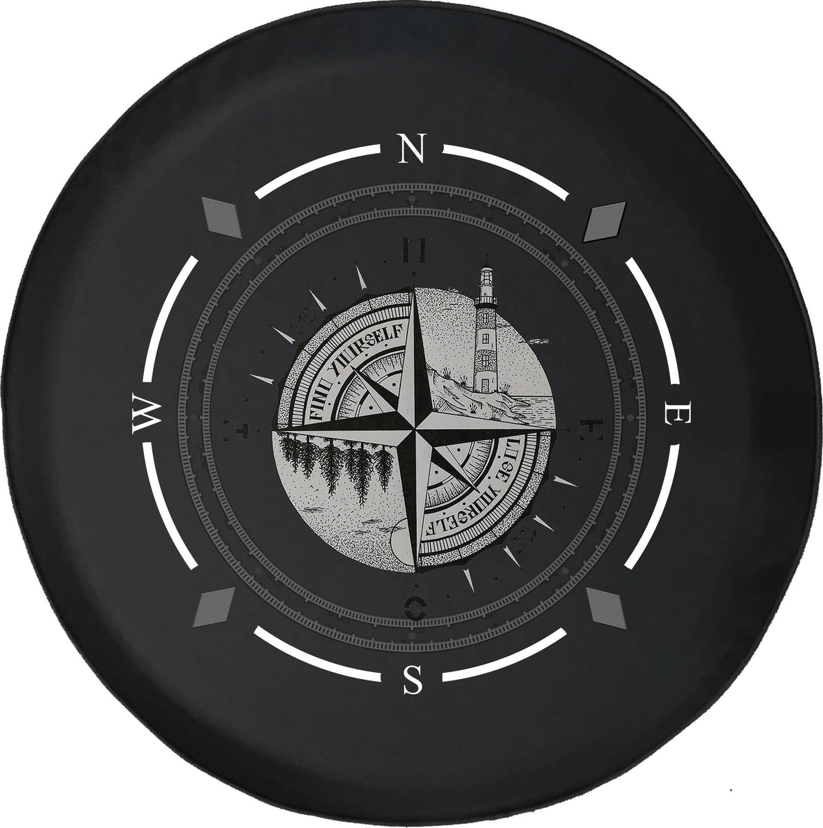 Spare Tire Cover Compass Sun Moon Compass Lighthouse Woods Wheel Covers W350429