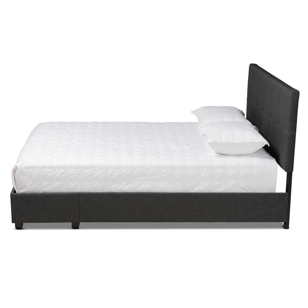 Dark Grey Fabric Upholstered 2-Drawer King Size Platform Storage Bed X2596