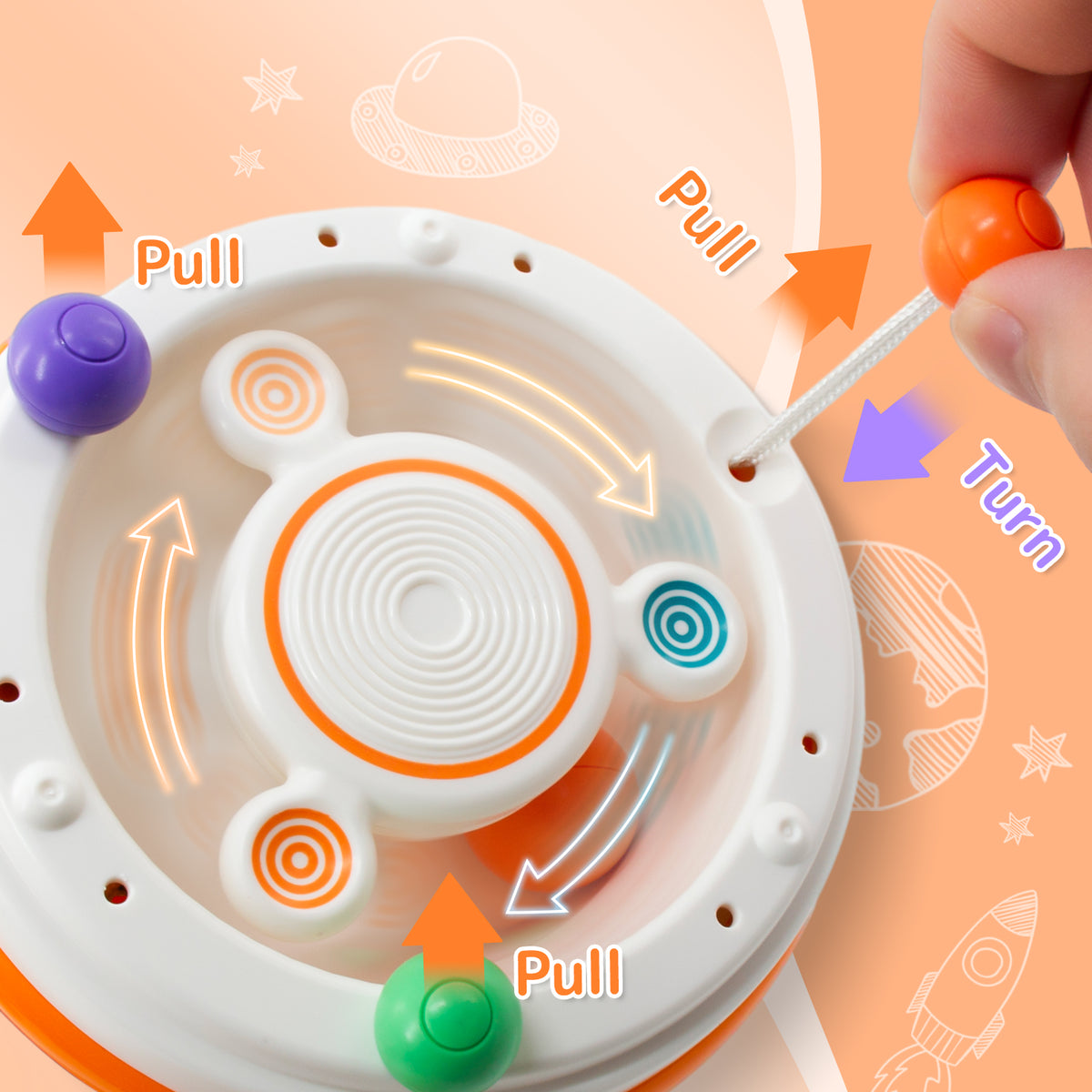 Pull String Fidget Educational Baby Toys D68618