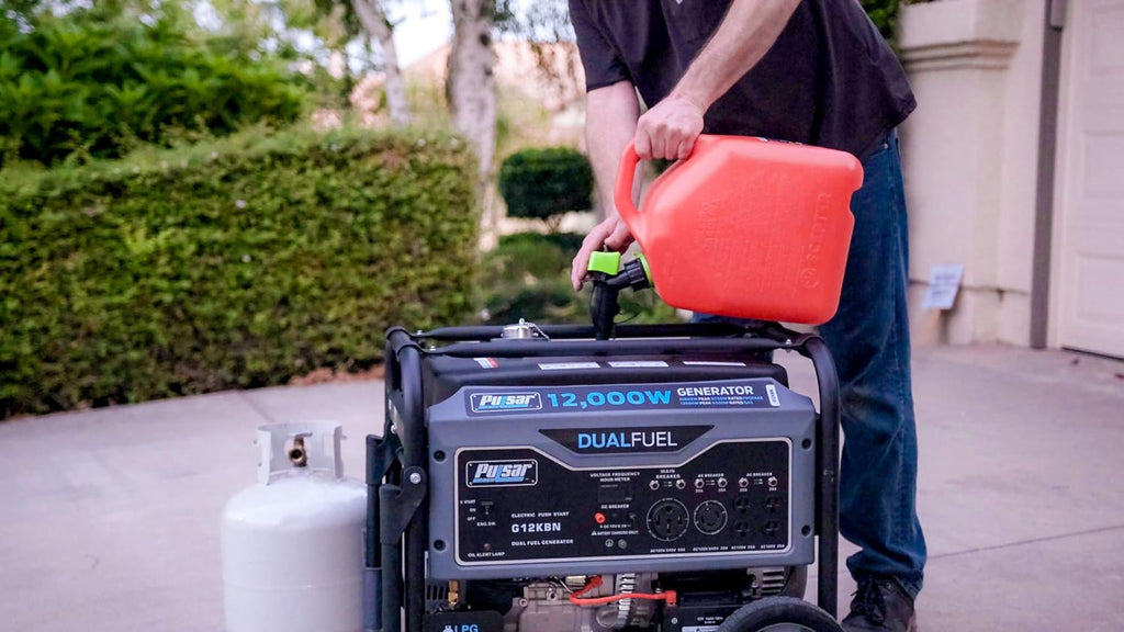 Heavy Duty Portable Dual Fuel Generator, 9500 Rated Watts & 12000 Peak Watts, Gas & LPG, Electric Start E651