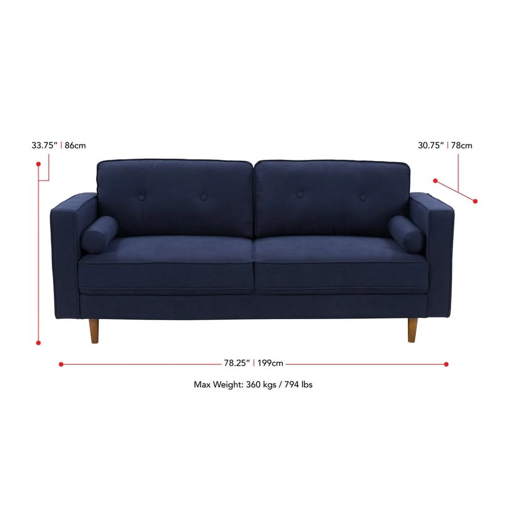 Navy Blue Fabric Chair and Sofa Set 2pcs U7348