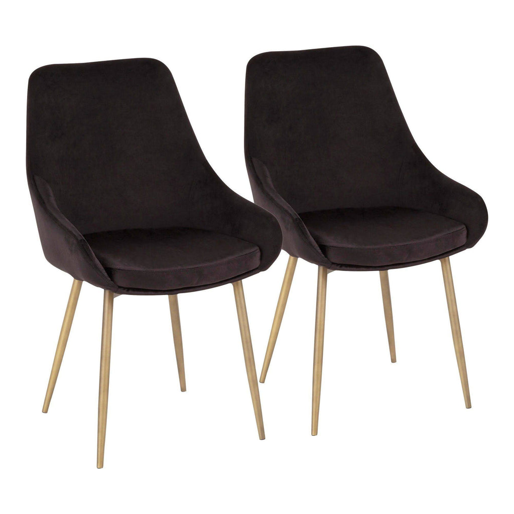 Black Solid Back Dining Side Chair, Set of 2 W206468