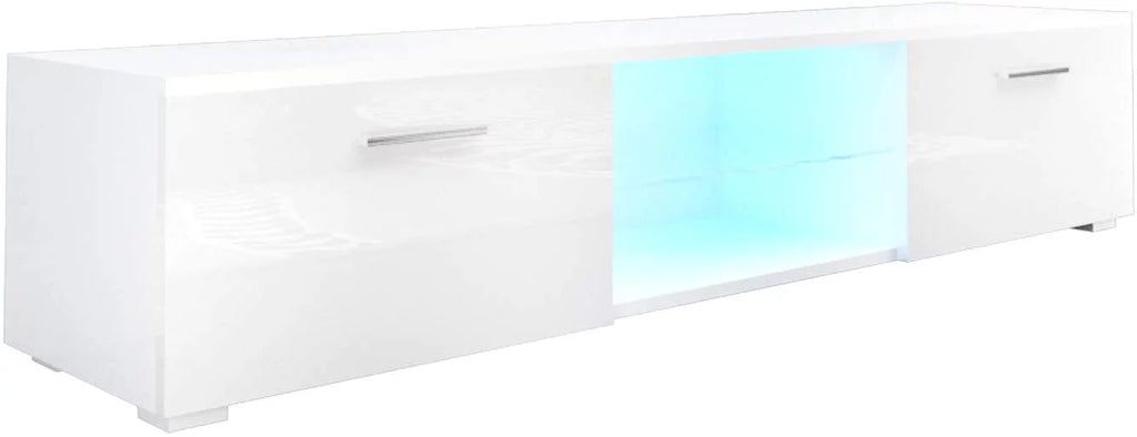 High Gloss White LED Light TV Stand with Storage, Shelves K770709