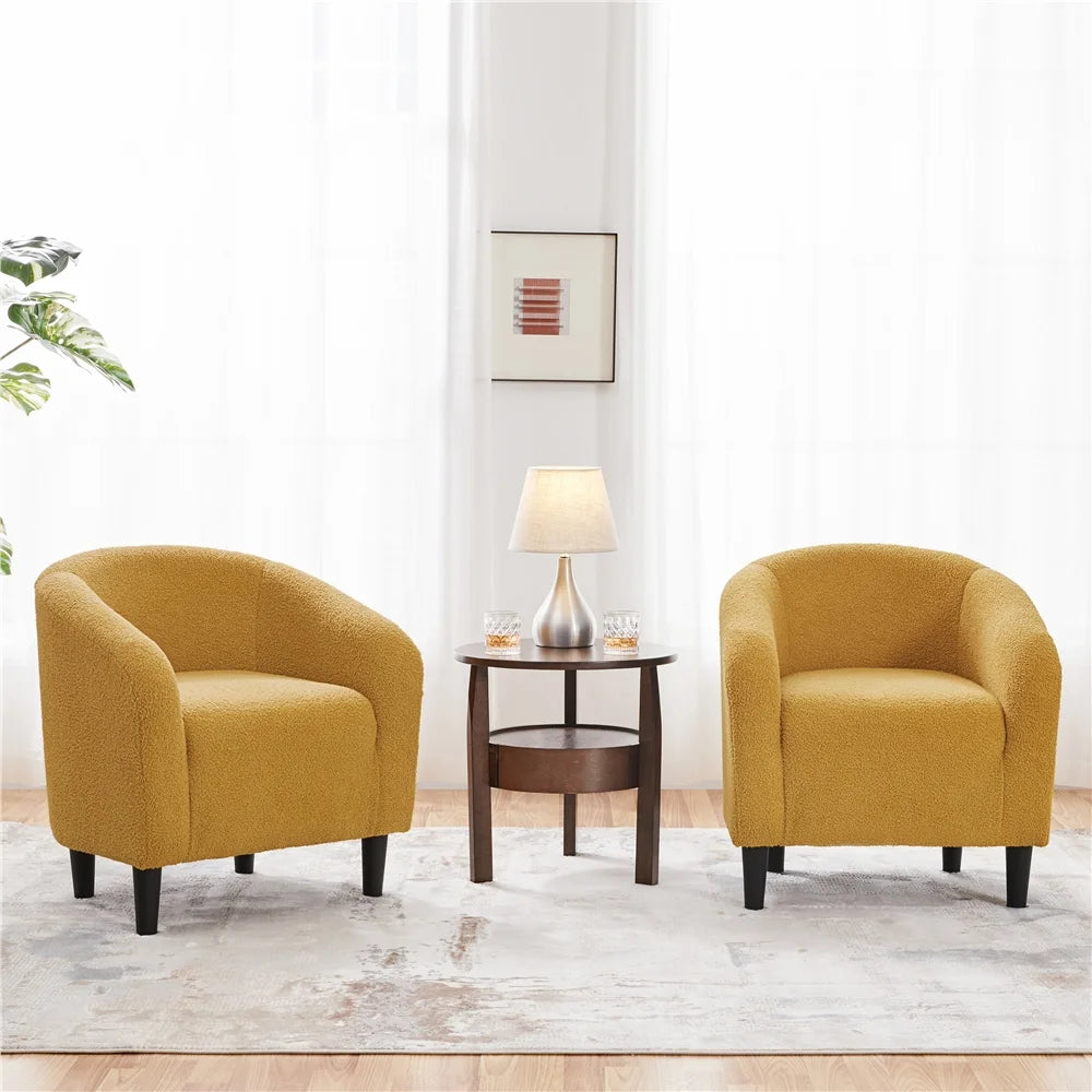 Mustard Yellow Upholstered Barrel Accent Chair J392