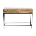 Brown Mango Wood and Metal Console Table with Two Drawers A1623