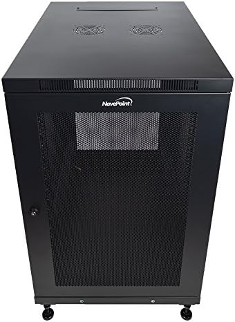 18U Perforated Door Rack Enclosure Cabinet with Casters Black V68692