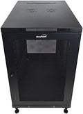 18U Perforated Door Rack Enclosure Cabinet with Casters Black V68692